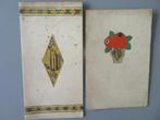 2 menukaarten 1929 - 1930 Art Deco design bruiloft communie, Verzenden, Zo goed als nieuw, Voor 1940, Prent