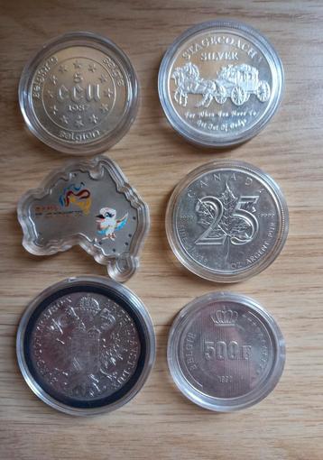 6 verscheiden zilveren munten