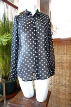 hart deels transparant zwarte blouse, Maat 38/40 (M), Vintage Dressing, Zwart, Ophalen of Verzenden