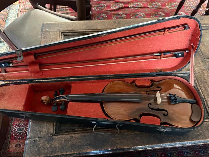Antieke vioolset met koffer, Musique & Instruments, Instruments à cordes frottées | Violons & Altos, Utilisé, Violon, Avec valise