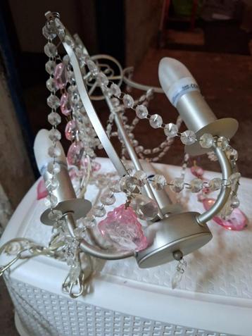 Lustre en verre - Lampe - Rose, Enlèvement, Comme neuf