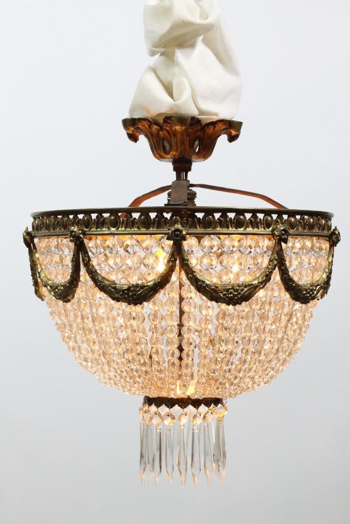 Prachtige antieke bronzen kralen plafonnière, Antiek en Kunst, Antiek | Verlichting, Ophalen of Verzenden