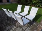 6 wit lederen living stoelen, Huis en Inrichting, Stoelen, Ophalen, Gebruikt, Wit, Leer