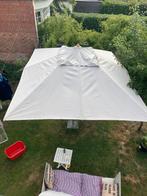 Houten parasol in stof 3 x 4 meter, Tuin en Terras, Ophalen, Verstelbaar, Zo goed als nieuw, Parasolvoet