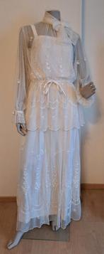 Vintage Boheemse trouwjurk van geborduurde tule uit de jaren, Kleding | Dames, Ophalen of Verzenden, Wit