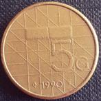 NEDERLAND: 5 GULDEN 1990 KM 210 MOOIE STAAT !, Postzegels en Munten, Verzenden, Koningin Beatrix, 5 gulden, Losse munt