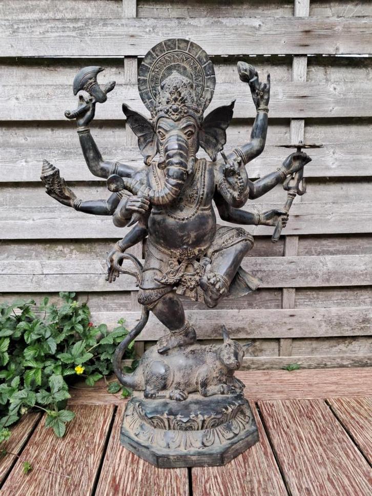 Standbeeld van Ganesh danst op zijn Vahana/Bronze/India/Azië, Antiek en Kunst, Kunst | Niet-Westerse kunst, Ophalen of Verzenden