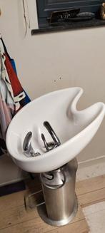 inox kappers wasunit met witte cuvette / wasbak kapper, Ophalen, Gebruikt