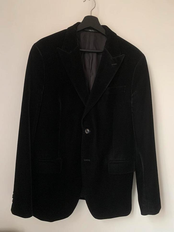 Zwart fluwelen jasje XL 52, Kleding | Heren, Kostuums en vesten, Gedragen, Maat 52/54 (L), Zwart, Ophalen of Verzenden