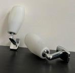 2x vintage chrome & Opaline wandlampjes (Fontana Arte, 1970), Ophalen of Verzenden, Gebruikt, Glas