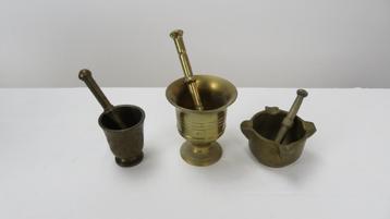 3 koperen vijzels samen 1875 gr, Enlèvement, Cuivre