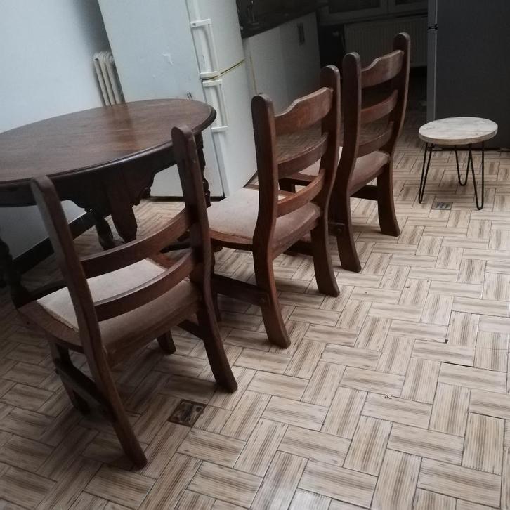 Table et Chaises assortis, Huis en Inrichting, Stoelen, Gebruikt, Drie, Hout, Bruin, Ophalen