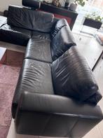 Lederen hoeksalon zwart, Huis en Inrichting, Ophalen, Leer, Modern