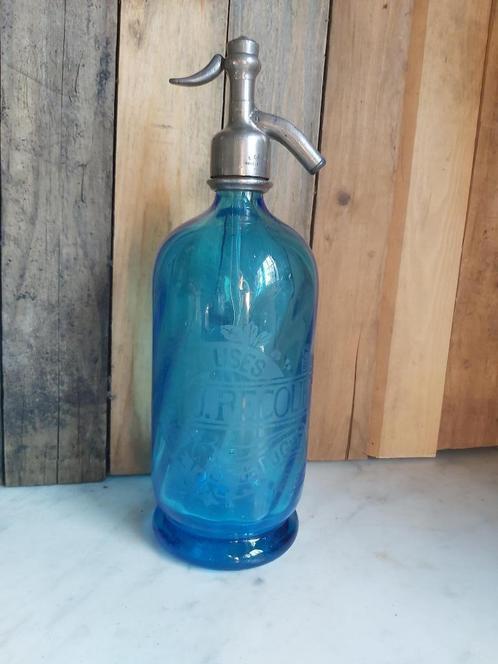 Prachtige oude franse blauwe sifonfles / sodafles, Antiek en Kunst, Curiosa en Brocante, Ophalen of Verzenden