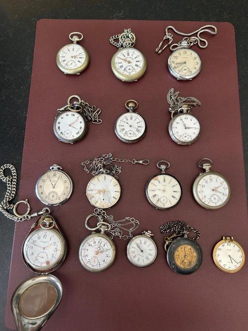 COLLECTIE VAN 15 OUDE ZAKHORLOGES, Handtassen en Accessoires, Horloges | Antiek, Zakhorloge, Ophalen