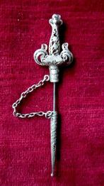 Broche épée fibule argent vintage Pedro V Portugal XIXème, Enlèvement ou Envoi, Argent, Broche
