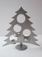 Kerstboom metaal theelichthouder zilverkleurig  /  H= 28 cm, Enlèvement ou Envoi, Utilisé