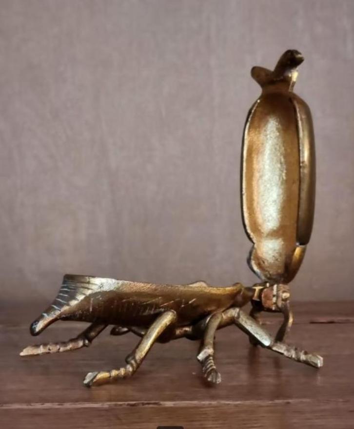 Vintage messing kever – decoratief doosje (15 x 8 x 6 cm), Antiek en Kunst, Antiek | Brons en Koper, Ophalen