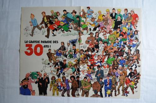 Poster Tintin La grande parade des 30 ans !, Collections, Posters & Affiches, A1 jusqu'à A3, Enlèvement ou Envoi