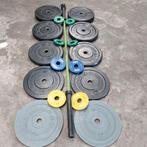 Crossmaxx Bumper Plates Set  + Atx Olympische barbell 220cm, Ophalen, Zo goed als nieuw