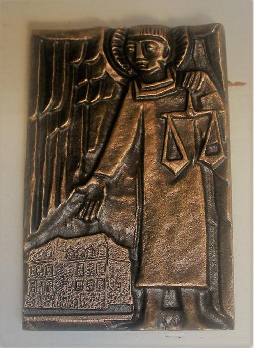 Plaque murale Archange Michel - bronze Egino Weinert Studio, Collections, Religion, Comme neuf, Christianisme | Catholique, Image