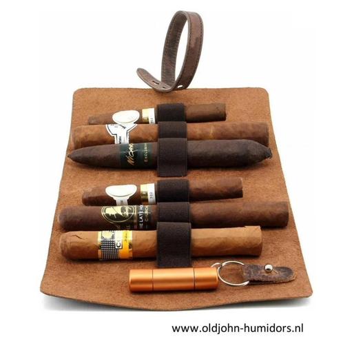 sk13741 ADORINI  SIGARENTAS - CIGAR ROLL - ECHT LEER BRUIN, Collections, Articles de fumeurs, Briquets & Boîtes d'allumettes, Neuf