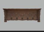 Antieke houten wandkapstok – rijk houtsnijwerk – 6 messing h, Huis en Inrichting, Woonaccessoires | Kapstokken, Ophalen, Hout
