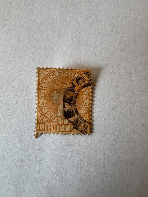 Oude postzegel Straits Settlements 8 Victoria (jaren 1880), Postzegels en Munten, Postzegels | Europa | UK, Ophalen of Verzenden