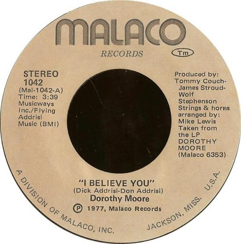 Dorothy Moore ‎– I Believe You / Love Me '7, Cd's en Dvd's, Vinyl Singles, Zo goed als nieuw, Single, R&B en Soul, 7 inch, Ophalen of Verzenden