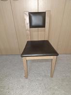 6 massief eiken stoelen met leder, Huis en Inrichting, Stoelen, Ophalen, Hout, Zo goed als nieuw, Modern