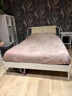 Volledig bed te koop., Ophalen, Gebruikt, Wit, 140 cm
