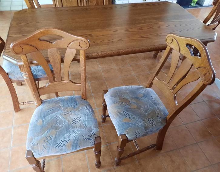 6 eiken zware mooi beklede stoelen, Huis en Inrichting, Stoelen, Zo goed als nieuw, Ophalen