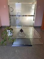 glazen salontafel, Huis en Inrichting, Tafels | Salontafels, Ophalen, Gebruikt, 50 tot 100 cm, Vierkant