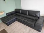 Zwart lederen hoeksalon Divani, Huis en Inrichting, Ophalen, Gebruikt, Leer, Modern