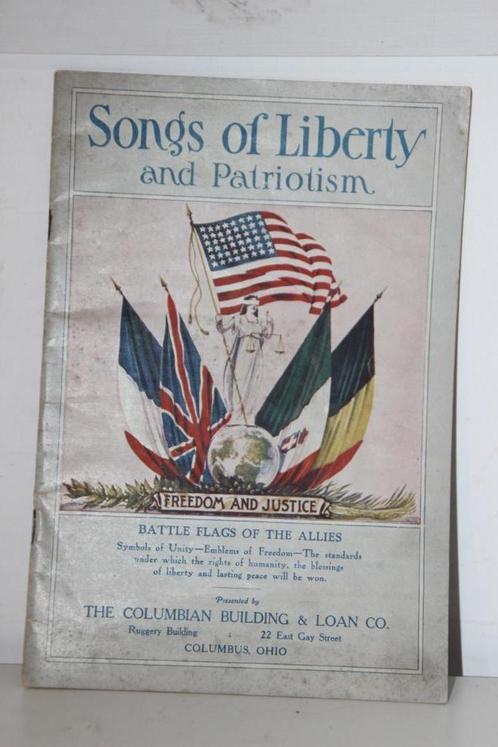 US WW1 "Songs of Liberty and Patriotism" daté 1918, Collections, Objets militaires | Général, Armée de terre, Envoi