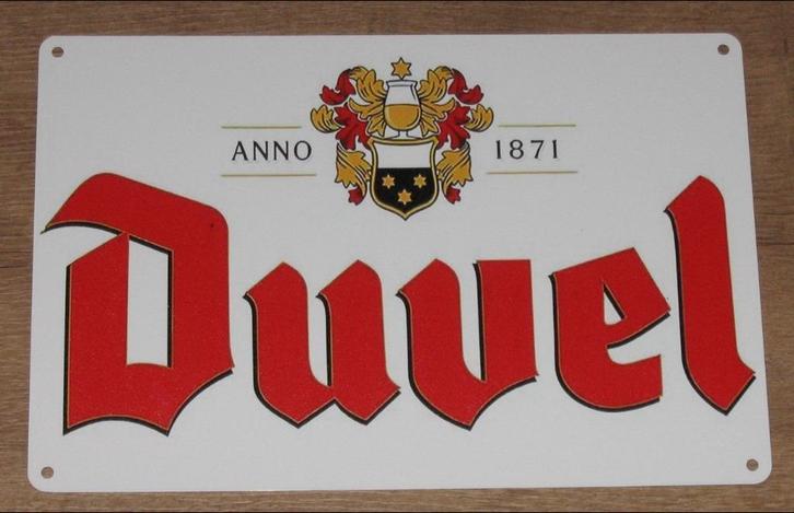 DUVEL BIER : Metalen Bord Logo Duvel Bier - Anno 1871, Verzamelen, Biermerken, Nieuw, Reclamebord, Plaat of Schild, Duvel, Verzenden