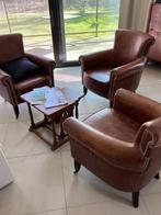3 lederen zeteltjes, Maison & Meubles, Fauteuils, 75 à 100 cm, Lounge, Comme neuf, Enlèvement