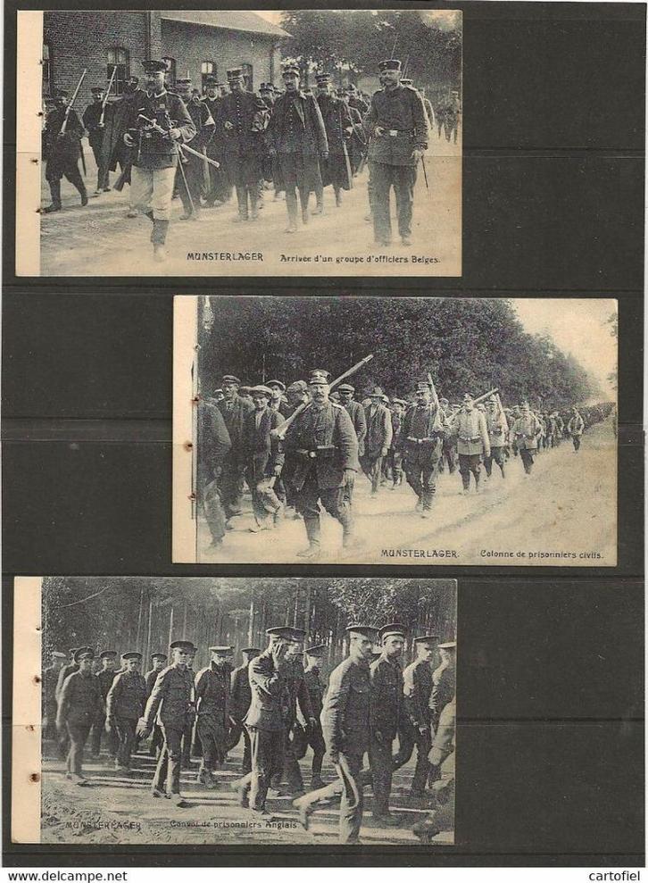 Oorlog-Krijgsgevangenenkamp-Munster-Lager-3oude zichtkaarten, Verzamelen, Militaria | Algemeen, Overige soorten, Foto of Poster