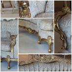 halfronde 4-zitsbank + 2 fauteuils, Ophalen, Gebruikt, Hout, Brocante, stijlvol, sierlijk, elegant