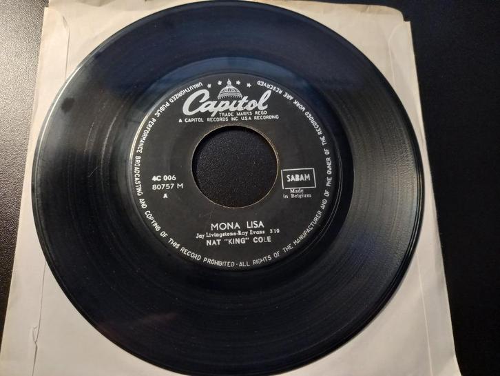 Nat King Cole – Mona Lisa / Darling Je Vous Aime Beaucoup ', Cd's en Dvd's, Vinyl Singles, Gebruikt, Single, Jazz en Blues, 7 inch