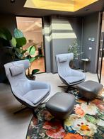 2 Leolux Carruzo relax fauteuil met kussens en poef in leer, Huis en Inrichting, Stoelen, Ophalen, Twee, Leer, Zo goed als nieuw