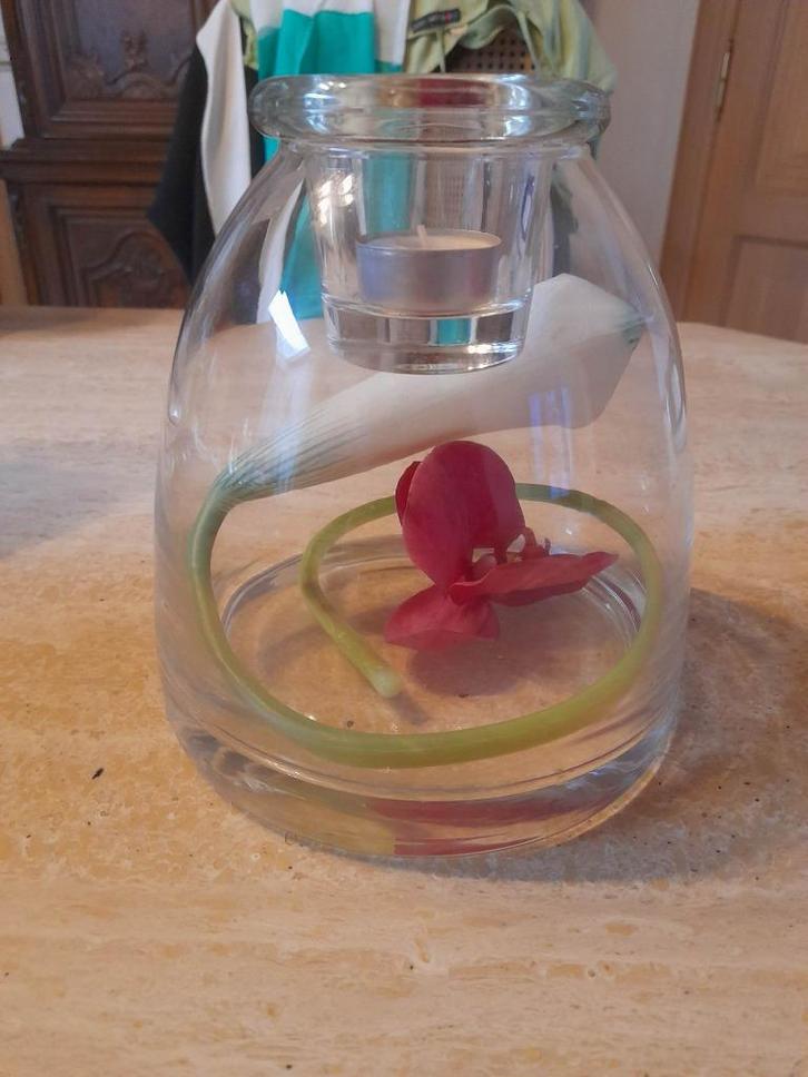 Glazen vaas met kaarsenhouder van 'Leonardo', Huis en Inrichting, Woonaccessoires | Vazen, Zo goed als nieuw, Overige kleuren