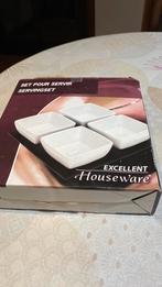 4 stenen potjes op houten schaal nieuw, Huis en Inrichting, Ophalen, Zo goed als nieuw