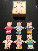 6 houten aankleedpuzzelbeertjes, Kinderen en Baby's, Speelgoed | Houten speelgoed, Overige typen, Zo goed als nieuw, Ophalen