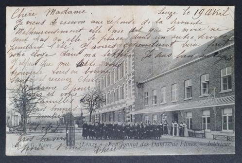 Leuze Pensionnat des Dames de Flines, Verzamelen, Postkaarten | België, Gelopen, Henegouwen, Voor 1920, Ophalen of Verzenden