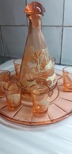 Carafe vintage rose blush avec lunettes, Antiquités & Art, Enlèvement