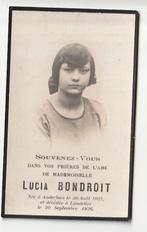 Décès Lucia BONDROIT Anderlues 1907 Landelies 1926, Envoi, Image pieuse