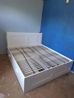 Bed van 1,80 cm met opberglades, Huis en Inrichting, Slaapkamer | Bedden, Ophalen, Gebruikt, Wit, Twijfelaar
