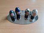 4 Cloisonne eieren op voetstuk en spiegelglas, Ophalen of Verzenden