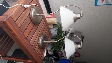 Twee lampen, voor op nachtkastjes, bureau als leeslamp, Huis en Inrichting, Ophalen, Zo goed als nieuw, Glas